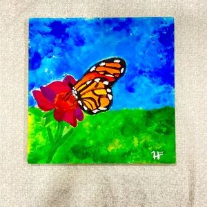 12x12 Butterfly Wooden Panel Painting